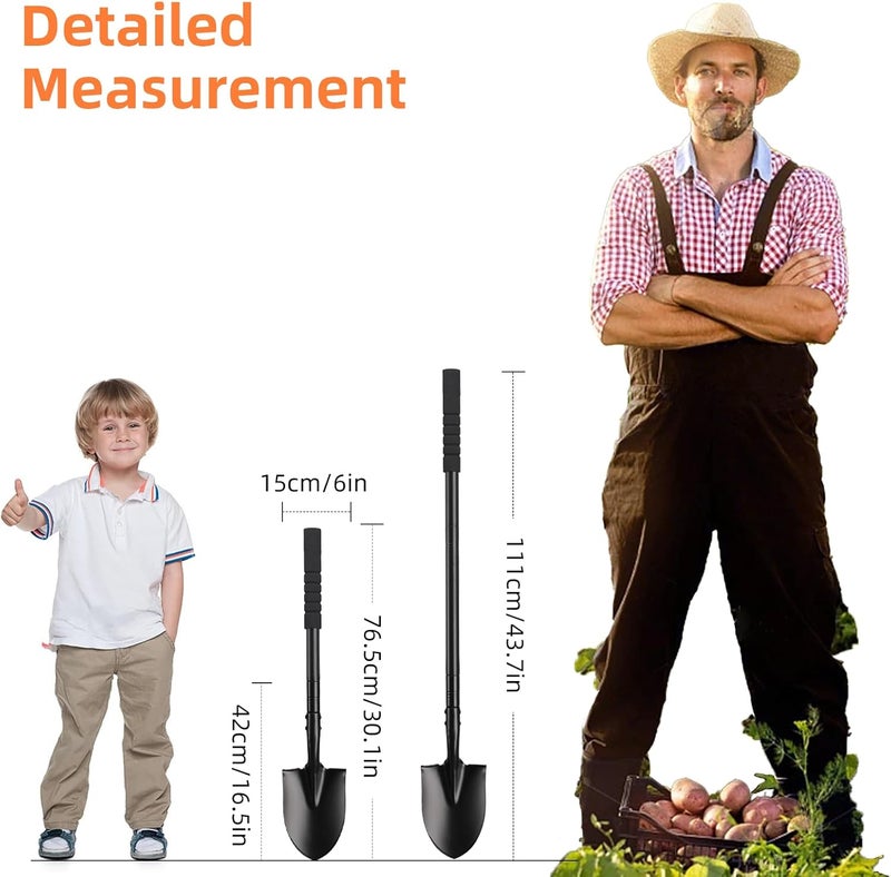 TwinkleTool Small Shovel for Digging with Metal Handle, 43.7 Inch Heavy Duty Garden Shovel, Trench Shovels Ideal for Digging Gardening Trenching Planting Camping Transferring Scooping, Black - Image 4